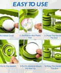 Instructional image of Bulk 400 Piece Button Making Kit No Brainer With Fifty Eight Millimeter Button Parts showing step-by-step process.