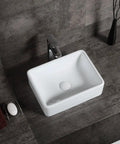 Rectangular Ceramic Vessel Sink For Above Counter Vanity 16x12 Inch White Modern Art Basin Wash Basin For Lavatory Cabinet Durable Ceramic Bathroom Sink With Sleek Fresh Easy Install Design