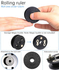 Hands holding rolling ruler from 5 In 1 Dummy Hub Bicycle Tool Kit: Chain Keeper, Frame Protector, Oiling Chain, Quick Ruler, Brake Pad Spacer