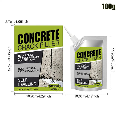 Heavy Duty Concrete Crack Filler And Waterproof Sealant For Patios And Garages 100g packaging showing flexible sealant for easy application.
