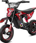 Kids Electric Dirt Bike With 700W Peak Power And Three Speed Modes Rides Up To 15.5 MPH On Mixed Terrain For Real Dirt Bike Feel And About 13.7 Mile Range In Bright Red, front view