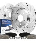 Rear Brake Kit With Beefed-Up Drilled And Slotted 13.86 Inch Disc Rotors And Ceramic Pads Direct Fit For 5 Lug Dodge Ram 1500 Durango