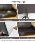 How to use Self Adhesive Leather Repair Patch Kit For Couches Sofas And Car Seats Ultra Durable PU Vinyl Leather Repair Tape Waterproof Dark Brown 3.9x79 Inch Easy Patch Up For Furniture And Auto Interiors - step by step application on couch