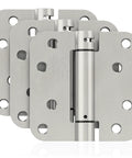 Joyny 3-pack self-closing door hinges, front view, 4-inch, brushed nickel finish