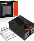Porsche Engine Air Filter For Macan And Panamera with packaging and installation guide, fits 2.0L to 4.0L V6 V8 engines.