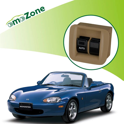 Center Console Auto Power Window Switch Tan Ride-Ready For Mazda Miata MX-5 1998 1999 2000 Up Down Function Direct Fit Replacement Replaces NC11-66-350B-21 Durable Plastic Construction Drop In Plug And Play Quick Install shown next to blue Mazda Miata MX-5