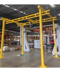 Heavy Duty Freestanding Suspension Bridge Overhead Crane System For Garage 1 Ton 500Kg, yellow steel frame for lifting.