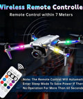 Drone with Hella Bright 4 Lamp Wireless LED Warning Strobe Lights With Remote Control 8 color modes, flying indoors.