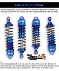 One Tenth Scale RC Car Front And Rear Shock Absorber Set For Beefed Up Four Wheel Drive 4x4 RC Trucks Upgrade Replacement Parts Blue 5862 Compatible With Slash Rustler Stampede And More