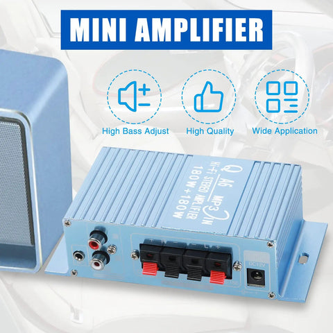 Mini Car Audio Amplifier With Bass Boost And Volume Knobs, 2 Channel Hi Fi Stereo Receiver, 40W Output, DC 12V-15V, Compact Power Amp