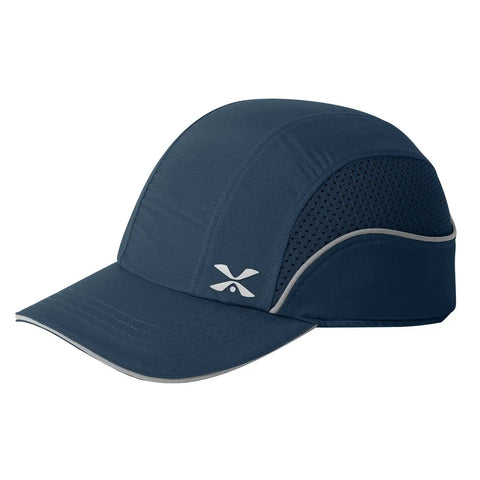 Lightweight Safety Bump Cap Baseball Hat Style With Removable ABS Shell And Foam Padding, HDPE Interior, Navy Blue Long Brim