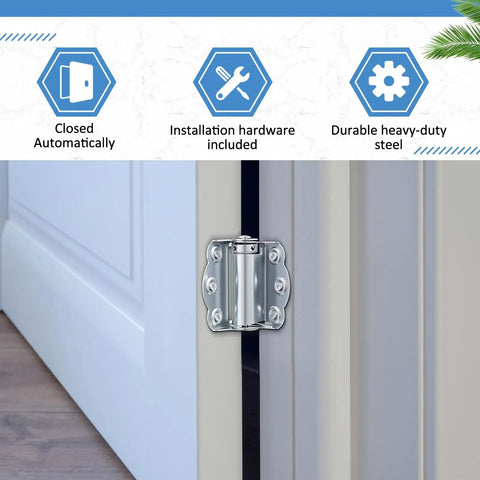 4 Pack Self Closing Screen Door Hinges Two and Three Quarter Inch Adjustable Heavy Duty Steel Spring Loaded Door Closers installed on door