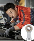 Beefed Up Heavy Duty Rod End Joint Bearing Set Four Pack With Easy Mounting For Power Tools And Automation Equipment, Female Thread Steel Spherical Bearings For Pneumatic Systems And Machinery. Mechanic servicing engine, steel rod end bearing inset