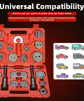 Pro Grade 24 Piece Disc Brake Caliper Wind Back Tool Set With Piston Backer And Left And Right Thrust Bolts, 18 Adapters