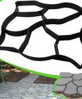 Oversized Reusable Concrete Path Molds For DIY Garden Walkways And Pavers shown with completed stone path and mold detail