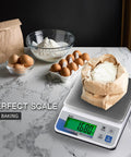 Workhorse High Capacity Digital Kitchen Scale 30 Lb 13 Kg With 0.05 Oz 1 G Precision LCD Display measuring flour in kitchen