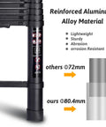Reinforced aluminum alloy of Lightweight Aluminum Telescoping Ladder With Detachable Hooks Fourteen And A Half Feet