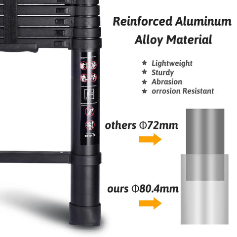 Reinforced aluminum alloy of Lightweight Aluminum Telescoping Ladder With Detachable Hooks Fourteen And A Half Feet