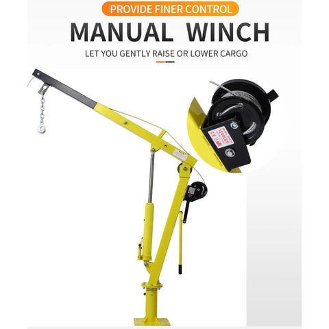 Heavy Duty Truck Bed Hoist With Hand Winch Pickup Jib Crane Hydraulic Extendable Boom rated for fine control lifting.