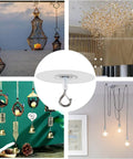 Heavy Duty Peel And Stick Ceiling Hooks Two Pack Rock Solid Grip With Safety Clasp Zero Hassle Install For Hanging Plants Indoor Gear And Home Storage Without Drilling Or Tools displayed with lanterns and decorations.