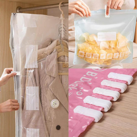 30 Pack Vacuum Storage Bag Sealing Clips Quick Snap Zipper Grips for Clothes, Snacks, and Food Preservation in white 1.25 x 0.47 in.