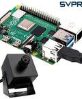 48MP USB Camera For Laser Engravers And Raspberry Pi Pro Grade Ultra HD 8000x6000 Mini Lightburn Vision Camera next to Raspberry Pi board