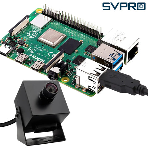 48MP USB Camera For Laser Engravers And Raspberry Pi Pro Grade Ultra HD 8000x6000 Mini Lightburn Vision Camera next to Raspberry Pi board