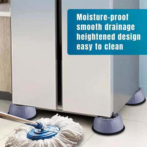 Anti Vibration Pads for Washing Machines and Furniture, 4 Pack Rubber Feet Pads to Cut Noise, Stabilize Vibration, Raise Clearance, Non Slip, Moisture Proof, Easy Clean Groove Design, Grey