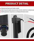 Close-up of Beefy 36 Inch 12V Linear Actuator Kit Heavy Duty 440 Pounds 2000N IP65 Protection, showing aluminum body and wires.