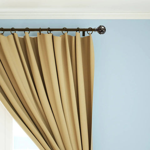 Bronze Curtain Rod Finials With Netted Texture, Fits 1 Inch Or 7/8 Inch Diameter Rods, Set Of 2, Classic Window Decor For Living Room Bedroom Kitchen And More, Easy To Install on bronze curtain rod with beige drapes