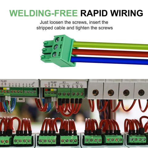 20 Pack 3.81mm 3 Pin Quick Connector PCB Screw Terminal Block Plug For 28 To 16 AWG Cable Easy Screw Wiring No Solder Required
