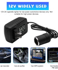 Hassle Free AC To DC Converter 100-240V To 12V 2A 24W Power Supply with cigarette lighter for low power automotive devices.