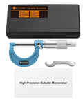 Pro Grade 0 To 1 Inch Outside Micrometer With 0.0001 Inch Resolution Carbide Tipped Anvils Anti Glare Graduations Includes Wrench And Case