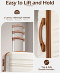 Front view of a beige-brown ABS+PC hardside luggage set (6 pieces) with 3-level telescopic handle and top/side handles.