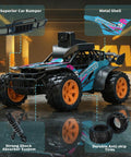 Off Road Car With Camera, 2.4GHz Remote Truck With 2.8-Inch LCD Screen, showcasing durable tires, shock absorbers, bumper, and metal shell.