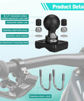Double U Bolt 1.5 Inch Mount Base For Rails 0.75 To 1.21 Inch Diameter Compatible With C Size 1.5 Inch Double Socket Arm