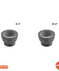 Compact Granite Mortar and Pestle 3.75 Inch Bowl for Spices and Herbs, showing dimensions of 3" height and 4" width, durable stone material.