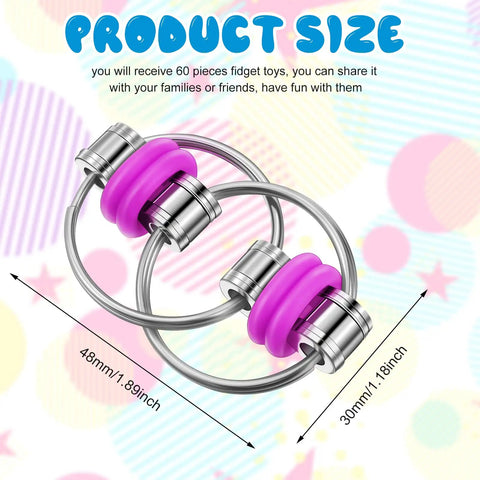 Dope Ten Pack Bike Chain Fidget Flippy Key Rings For Stress Relief And ADHD, Stainless Steel With Silicone, Purple, 48x30mm
