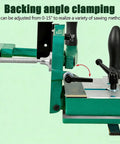 Knockout Precision Woodworking Tenoning Jig For Table Saw with adjustable backing angle clamping from 0-15 inches.