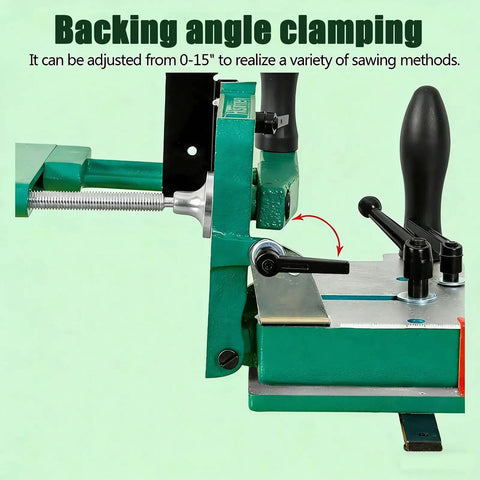 Knockout Precision Woodworking Tenoning Jig For Table Saw with adjustable backing angle clamping from 0-15 inches.