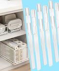 Six Piece Adhesive Cabinet Sliders With Heavy Duty Self Adhesive Tape For Pull Out Drawer Organizers And Storage Bins Easy Diy Install on shelves.