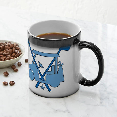 Fresh Golf Cart Magic Mug For Real Golfers Heat Changing Ceramic Coffee Cup 11 Oz with blue golf cart design.