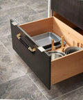 Open drawer with 12 Pack 5 Inch Arch Cabinet Pulls In Gold And Black Zinc Alloy And Aluminum Handles For Cabinets And Drawers Dope Look