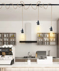 Triple Pendant Light Cord Kit With Independent Switch Hemp Rope Vintage Hanging Fixture for E26 Bulbs in modern kitchen