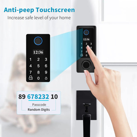 Smart Door Lock With Fingerprint And Keyless Entry No Key Hassle Electronic Keypad Deadbolt Front Door Handle Set In Black