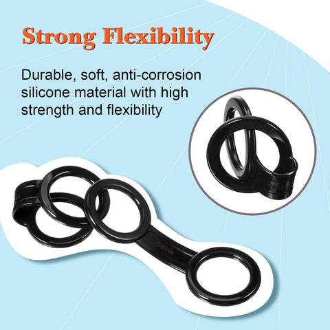 Close-up of 8 Pack Silicone Snorkel Keeper Clips For Mask Straps, highlighting strong flexibility and anti-corrosion material.