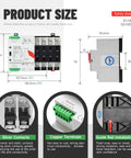 2P 100A Automatic And Manual Transfer Switch For Dual Power Systems Millisecond Level Uninterruptible ATS DIN Rail Mount AC 230V 50 60Hz High Reliability Power Switching For Critical Loads with installation and component details
