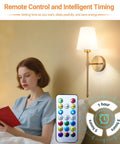 Peel And Stick Wireless Wall Sconces Set Of Two Battery Operated LED Lights With 10000mAh Battery, remote control, timer.