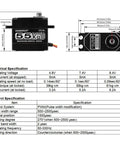 Heavy Duty Waterproof Brushless Servo With Full Metal Gears For 1 8 1 10 1 12 RC Cars High Torque Digital Servo specs chart