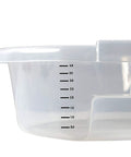 Clear Oil Drain Pan With Built In Level Scale For Easy Volume Tracking 4.5 Liter Capacity Has A Drain Filter Shelf side view
